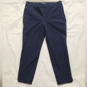 Talbots Chatham Cropped Side Zip Ankle Pants size 10P Navy Blue